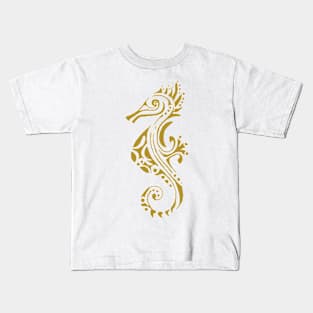 Seahorse yellow gold, tattoo Kids T-Shirt